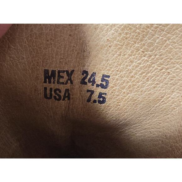 VTG EL DORADO Western Cowgirl BOOTS Leather Embroidered Brown Distressed 7.5 M - Picture 11 of 15